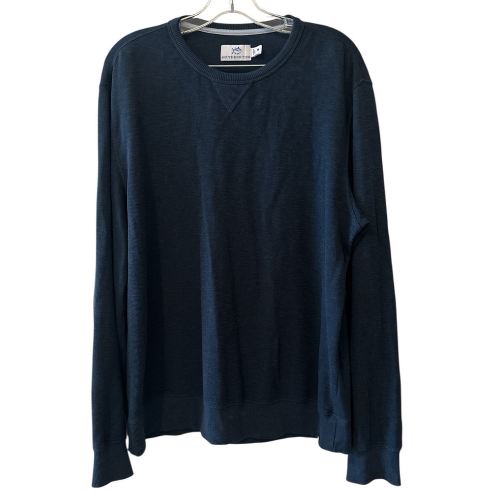 Southern Tide Mens Crewneck Sweatshirt Medium Blue Cotton Blend Pullover